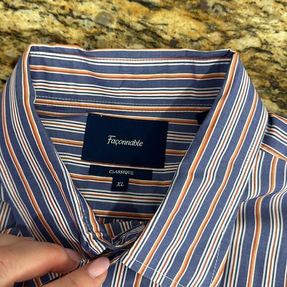 Faconnable Multicolor Stripes Cotton Long Sleeve Button Down Shirt Size XL - Picture 5 of 11